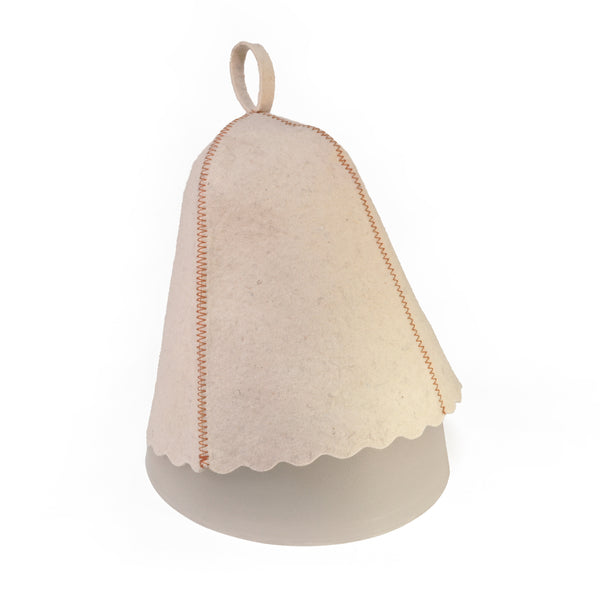 White wool sauna hat on a white background