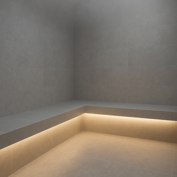 AI Inspiration Picture of Backrest and Beneath Bench Installation in Steam Room