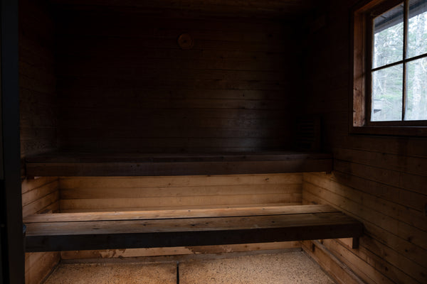 Sauna Room with LED Lights Dimmed