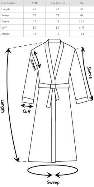 Waffle Robe Size Guide