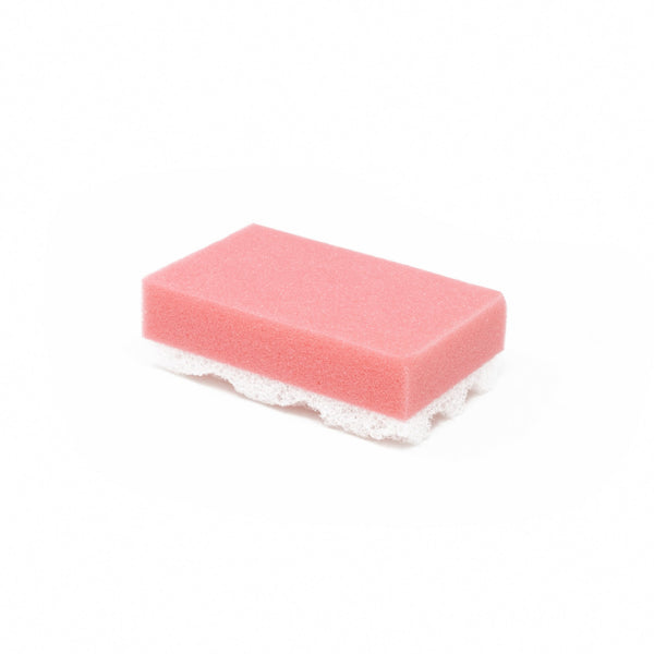 Unpackaged view of Red Exfoliating Shower Sponge on white background.