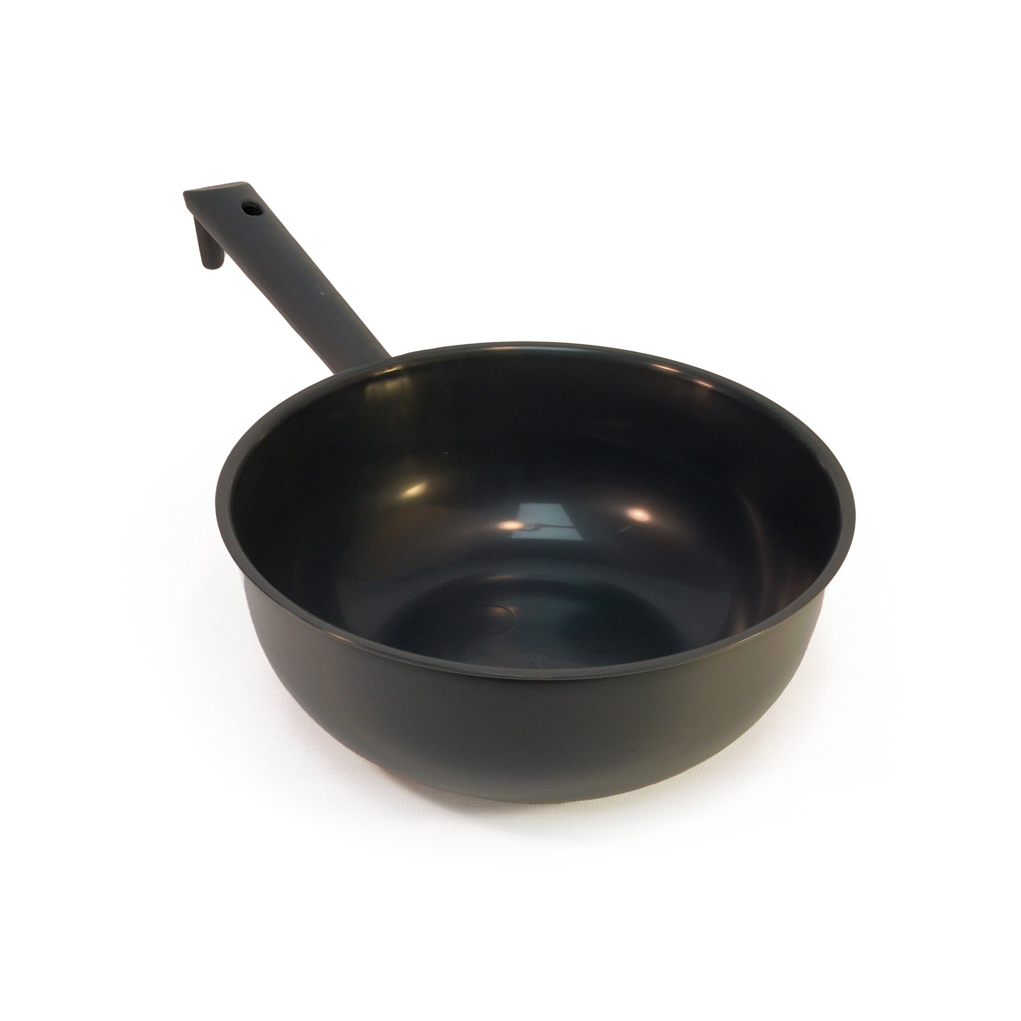 large Black plastic sauna scoop on white background