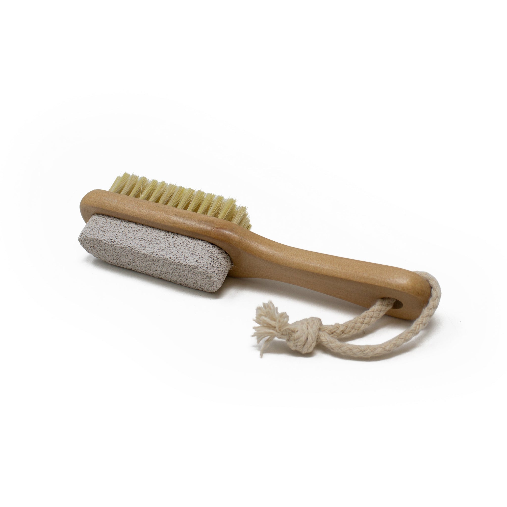 Double-sided sauna pumice stone and brush on white background